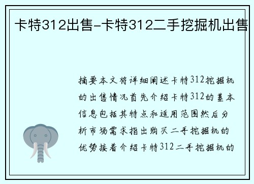 卡特312出售-卡特312二手挖掘机出售